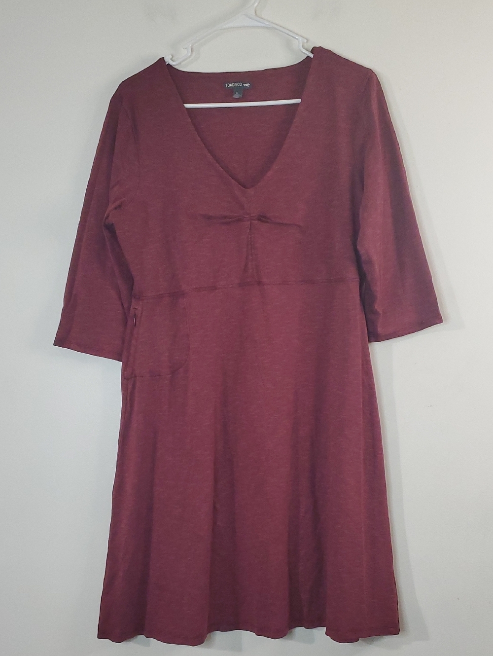 Toad&Co Rosalinda Athleisure 3/4 Sleeve Dress Size Large Casual Hiking Gorpcore